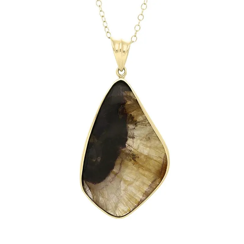 18ct Yellow Gold Blue John Abstract Pear Necklace D sold by Jura Watches