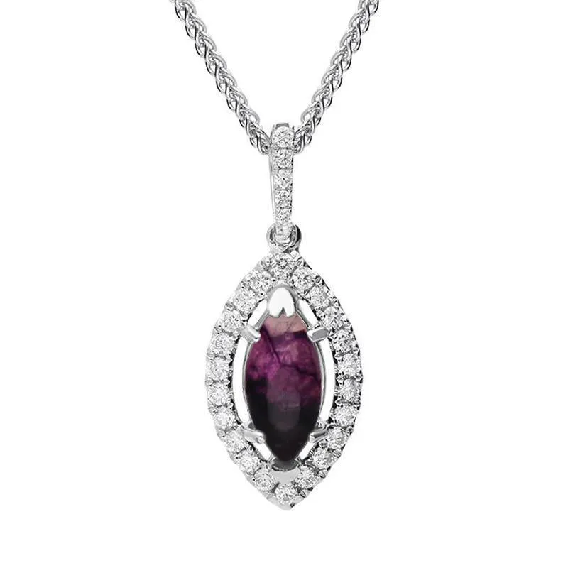 18ct White Gold Blue John 0.21ct Diamond Marquise Necklace sold by Jura Watches