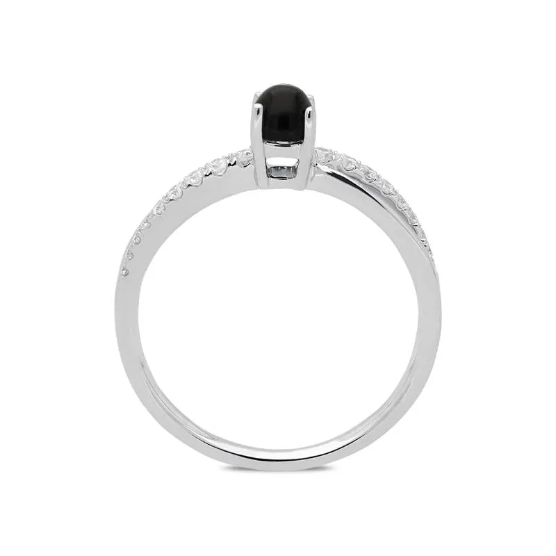 18ct White Gold Whitby Jet 0.16ct Diamond Split Shoulder Ring sold by Jura Watches product image thumbnail 2