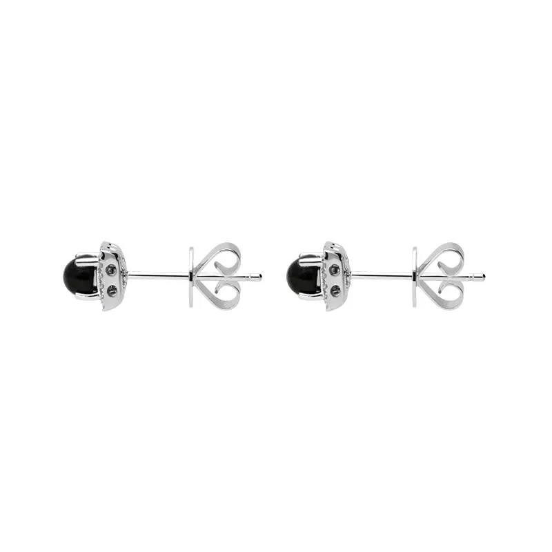 18ct White Gold Whitby Jet 0.13ct Diamond Square Stud Earrings sold by Jura Watches product image thumbnail 2