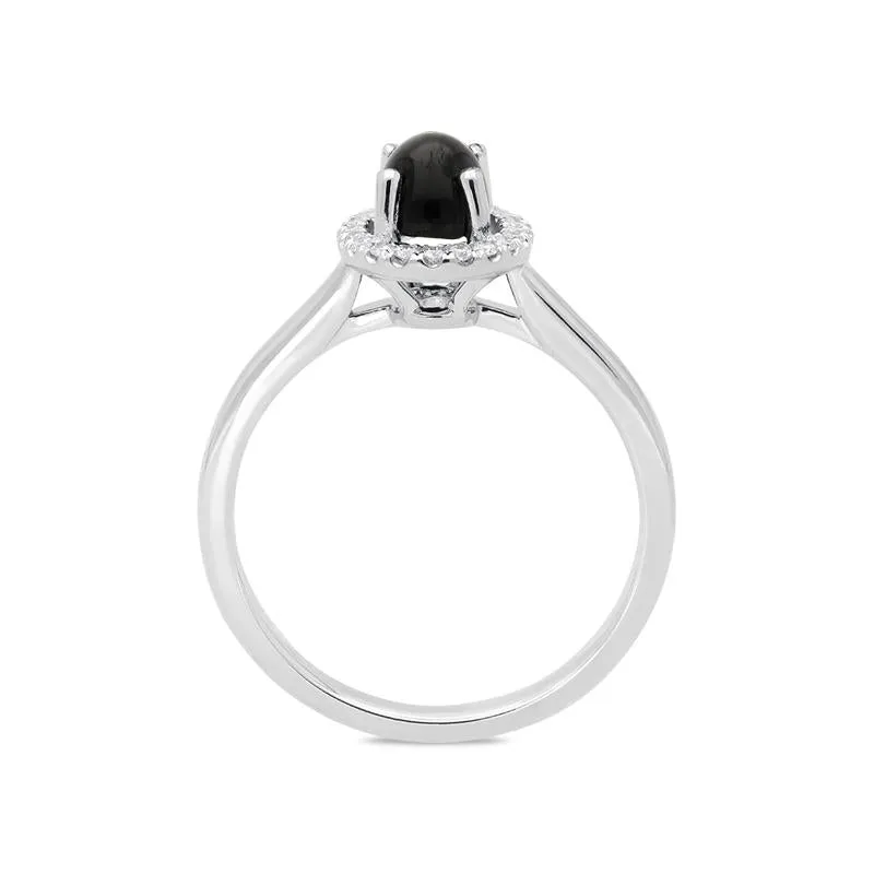 18ct White Gold Whitby Jet 0.12ct Diamond Oval Cluster Ring sold by Jura Watches product image thumbnail 2