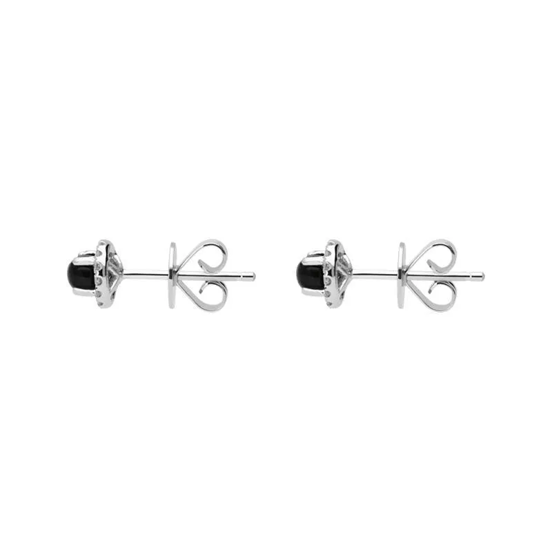 18ct White Gold Whitby Jet 0.12ct Diamond Round Stud Earrings sold by Jura Watches product image thumbnail 2