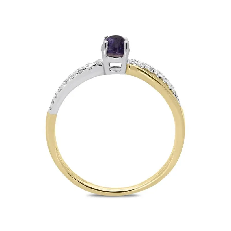 18ct Yellow Gold Blue John 0.16ct Diamond Split Shoulder Ring sold by Jura Watches product image thumbnail 2