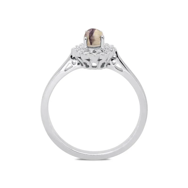 18ct White Gold Blue John 0.16ct Diamond Milgrain Cluster Ring sold by Jura Watches product image thumbnail 2