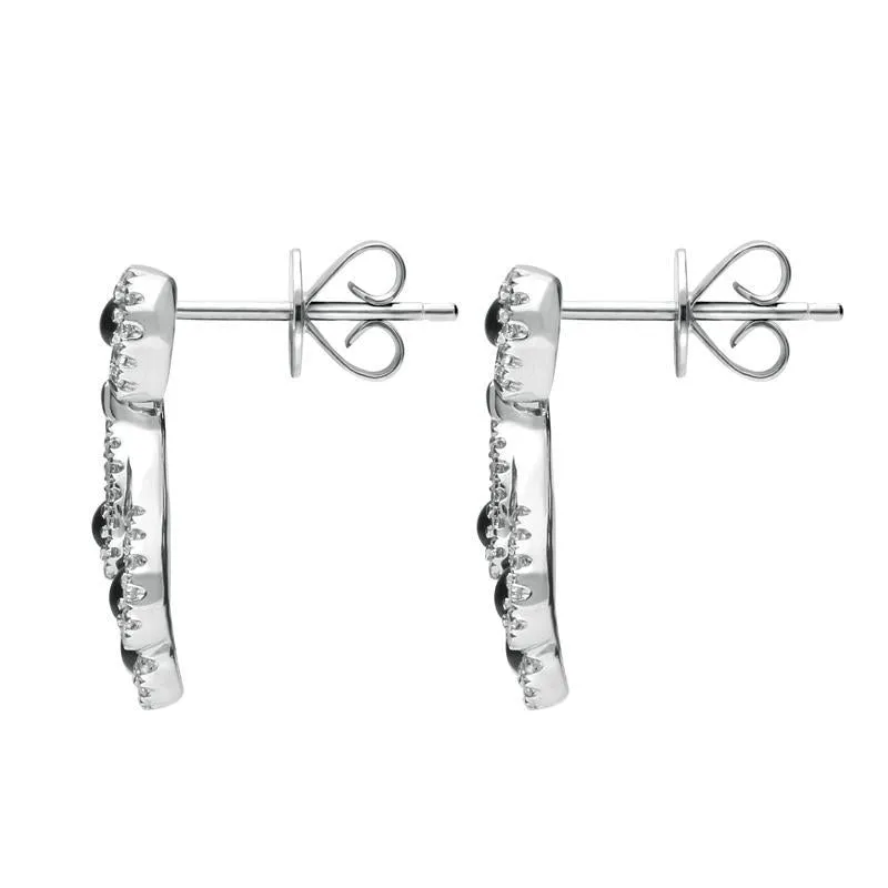 18ct White Gold Whitby Jet 0.34ct Diamond Peacock Drop Earrings sold by Jura Watches product image thumbnail 2