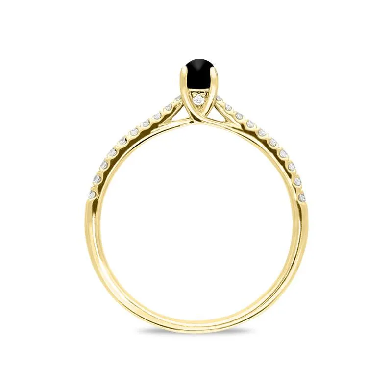 18ct Yellow Gold Whitby Jet Diamond Round Solitaire Ring sold by Jura Watches product image thumbnail 2