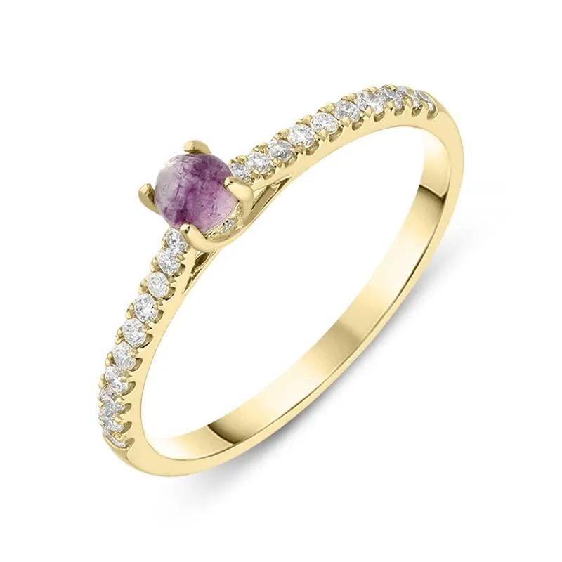 18ct Yellow Gold Blue John Diamond Round Solitaire Ring sold by Jura Watches