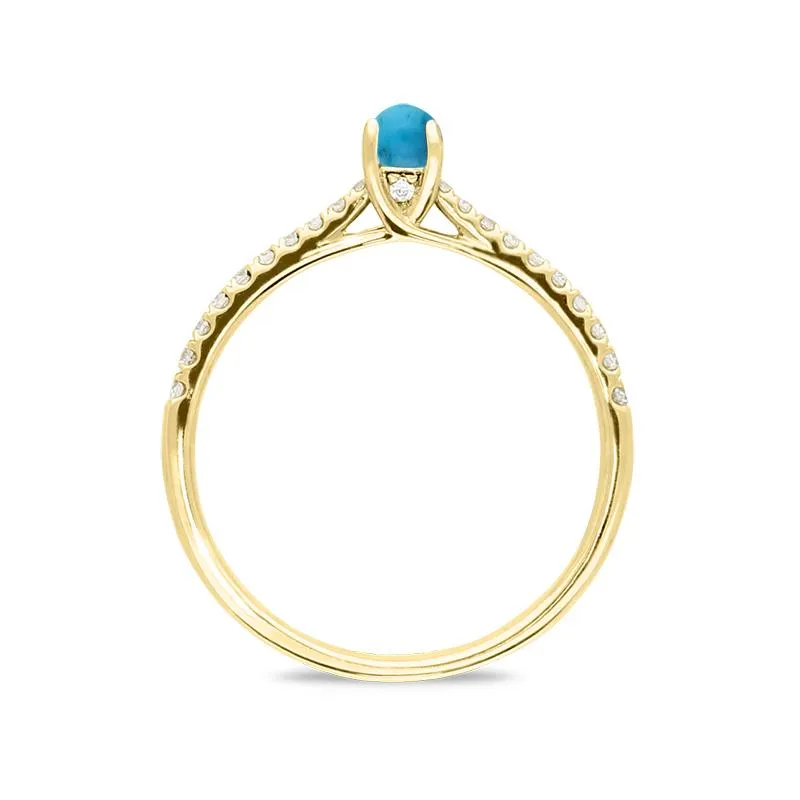 18ct Yellow Gold Turquoise Diamond Round Solitaire Ring sold by Jura Watches product image thumbnail 2