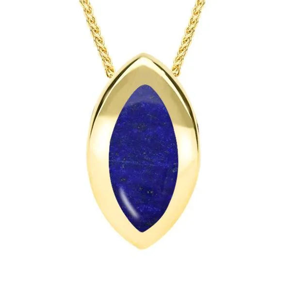 9ct Yellow Gold Lapis Lazuli Framed Marquise Necklace sold by Jura Watches