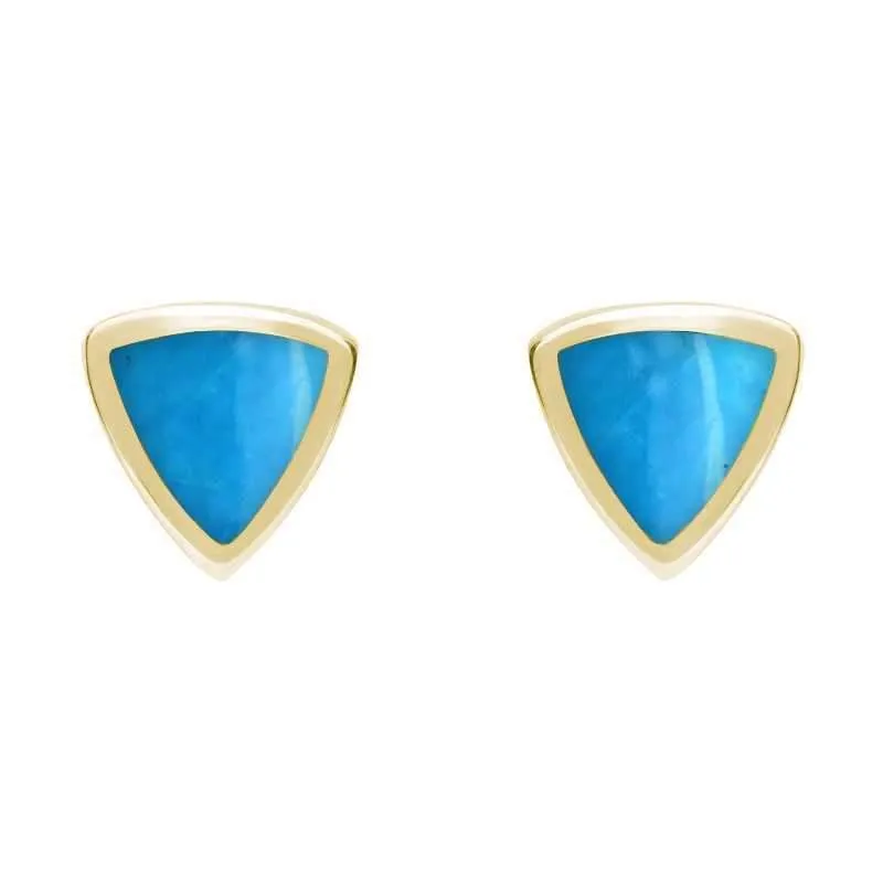 9ct Yellow Gold Turquoise Small Curved Triangle Stud Earrings sold by Jura Watches
