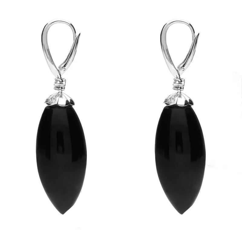 18ct White Gold Whitby Jet 0.16ct Diamond Cluster Drop Earrings sold by Jura Watches product image thumbnail 2