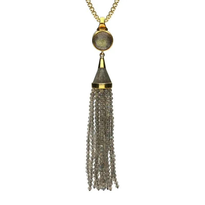 Yellow Gold Plated Sterling Silver Circular Labradorite Cascade Necklace D sold by Jura Watches