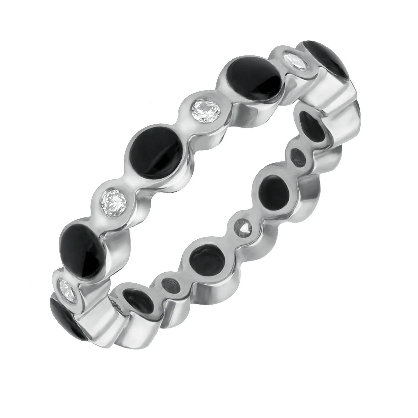 18ct White Gold Whitby Jet Diamond Eternity Ring sold by Jura Watches