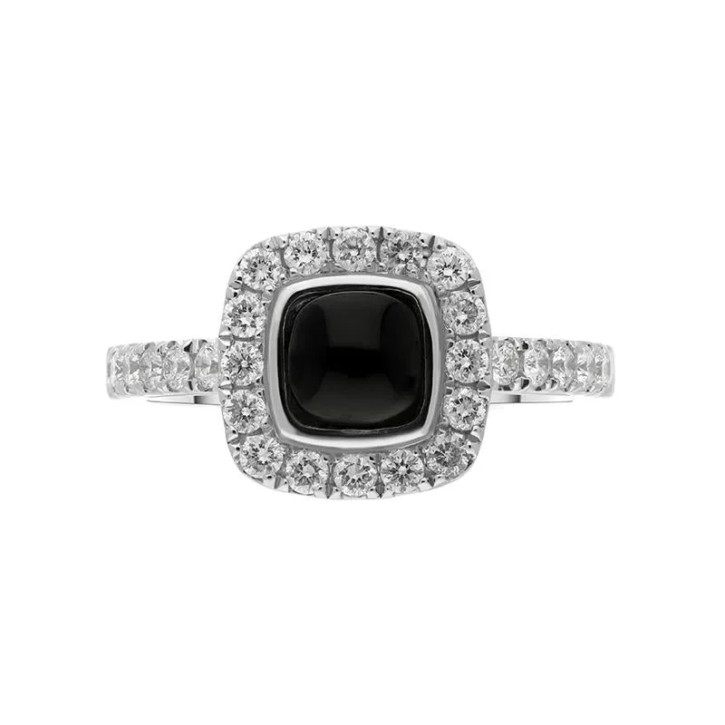 18ct White Gold Whitby Jet 0.58ct Diamond Cushion Ring sold by Jura Watches product image thumbnail 3