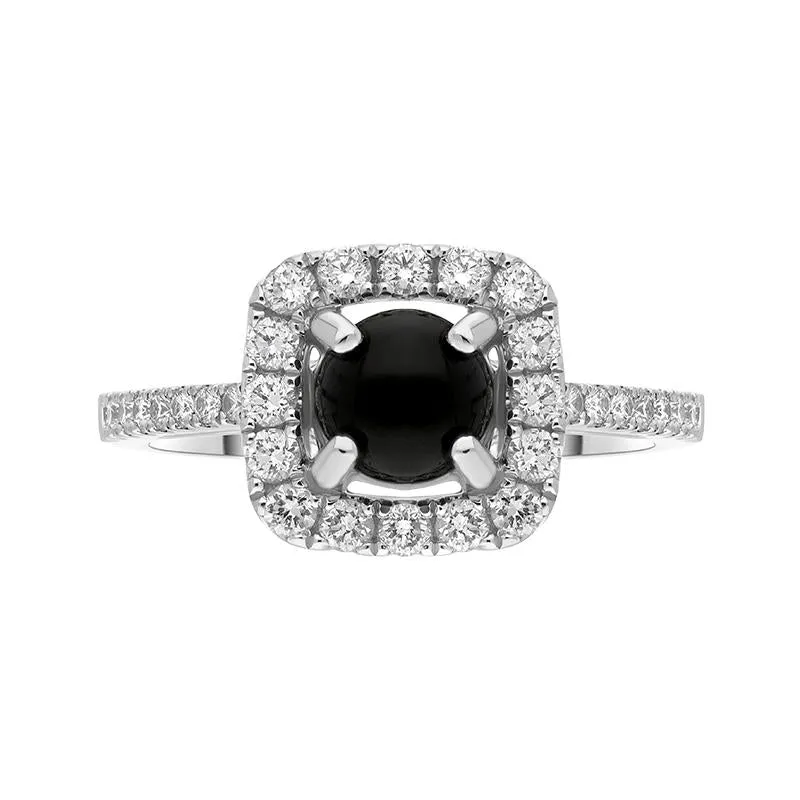 18ct White Gold Whitby Jet 0.45ct Diamond Cushion Ring sold by Jura Watches product image thumbnail 3