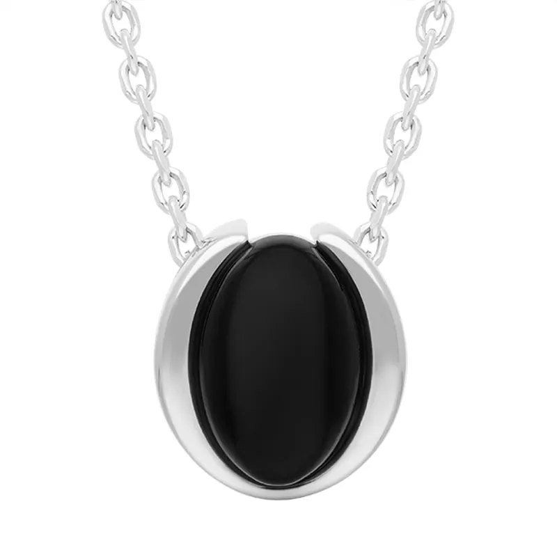 Sterling Silver Whitby Jet Oval Necklace sold by Jura Watches