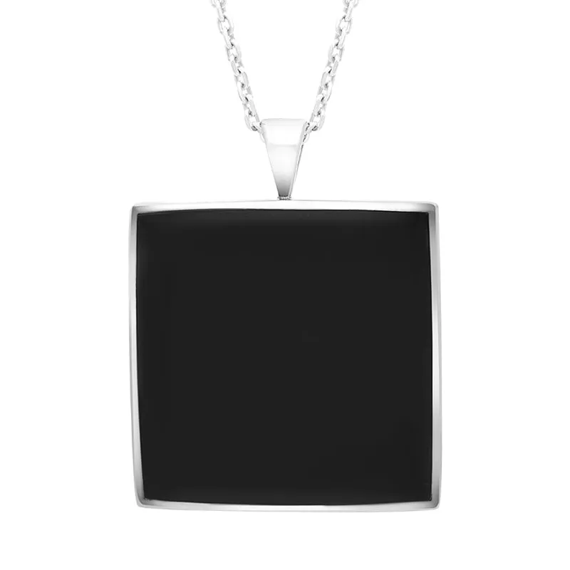 Sterling Silver Whitby Jet Square Necklace sold by Jura Watches