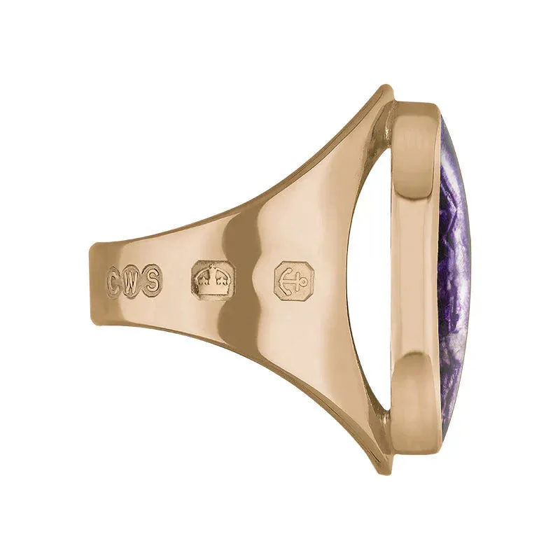 18ct Rose Gold Blue John Hallmark Medium Oval Ring sold by Jura Watches product image thumbnail 3