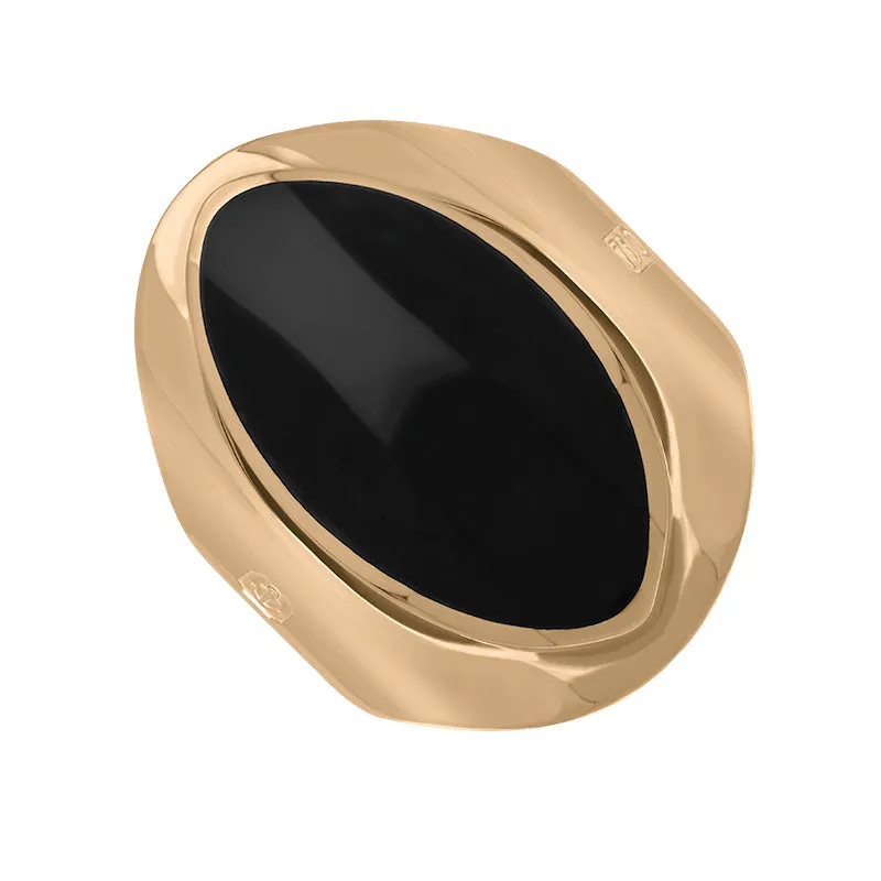 18ct Rose Gold Whitby Jet Hallmark Medium Oval Ring sold by Jura Watches