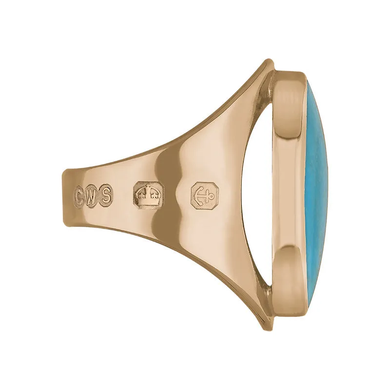18ct Rose Gold Turquoise Hallmark Medium Oval Ring sold by Jura Watches product image thumbnail 2