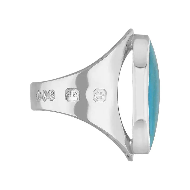18ct White Gold Turquoise Hallmark Medium Oval Ring sold by Jura Watches product image thumbnail 3
