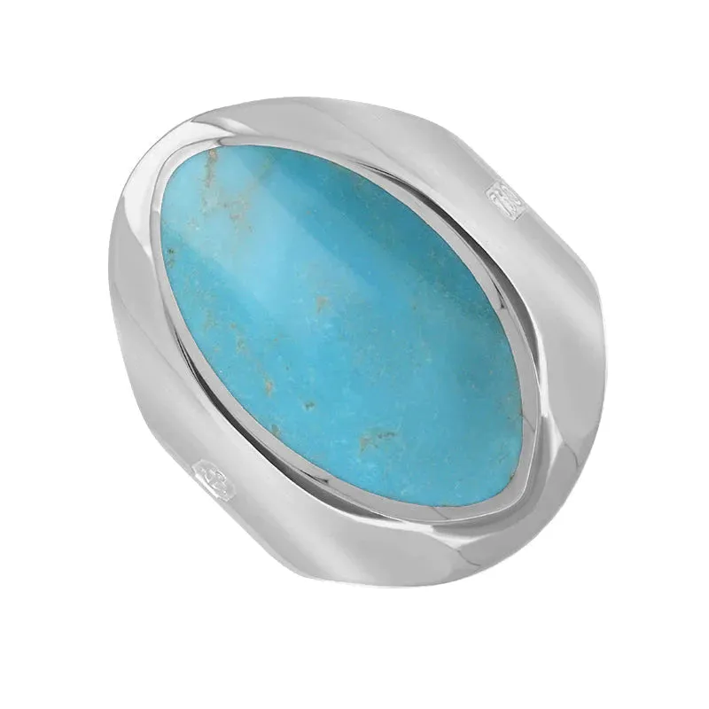 18ct White Gold Turquoise Hallmark Medium Oval Ring sold by Jura Watches