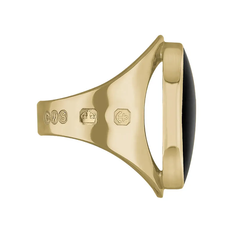 18ct Yellow Gold Whitby Jet Hallmark Medium Oval Ring sold by Jura Watches product image thumbnail 3
