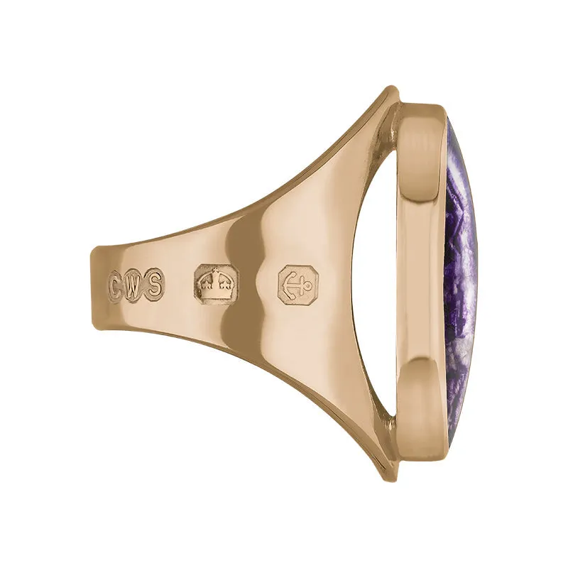 9ct Rose Gold Blue John Hallmark Medium Oval Ring sold by Jura Watches product image thumbnail 3