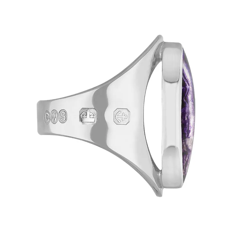 9ct White Gold Blue John Hallmark Medium Oval Ring sold by Jura Watches product image thumbnail 3