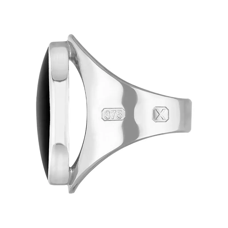 9ct White Gold Whitby Jet Hallmark Medium Oval Ring sold by Jura Watches product image thumbnail 2