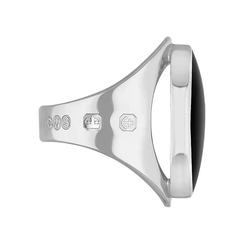 9ct White Gold Whitby Jet Hallmark Medium Oval Ring sold by Jura Watches product image thumbnail 3