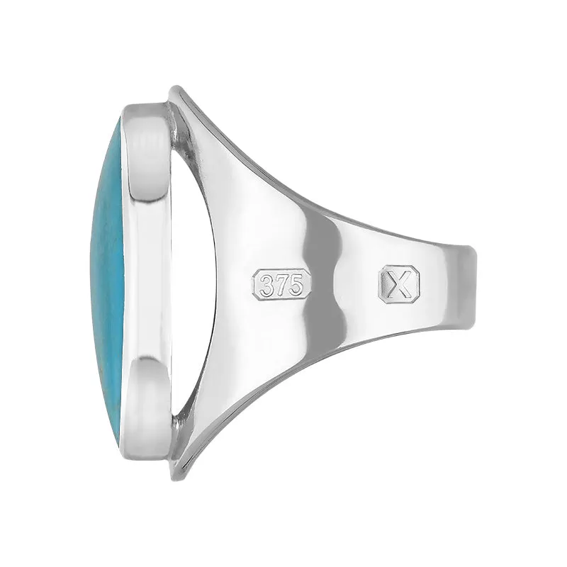 9ct White Gold Turquoise Hallmark Medium Oval Ring sold by Jura Watches product image thumbnail 2