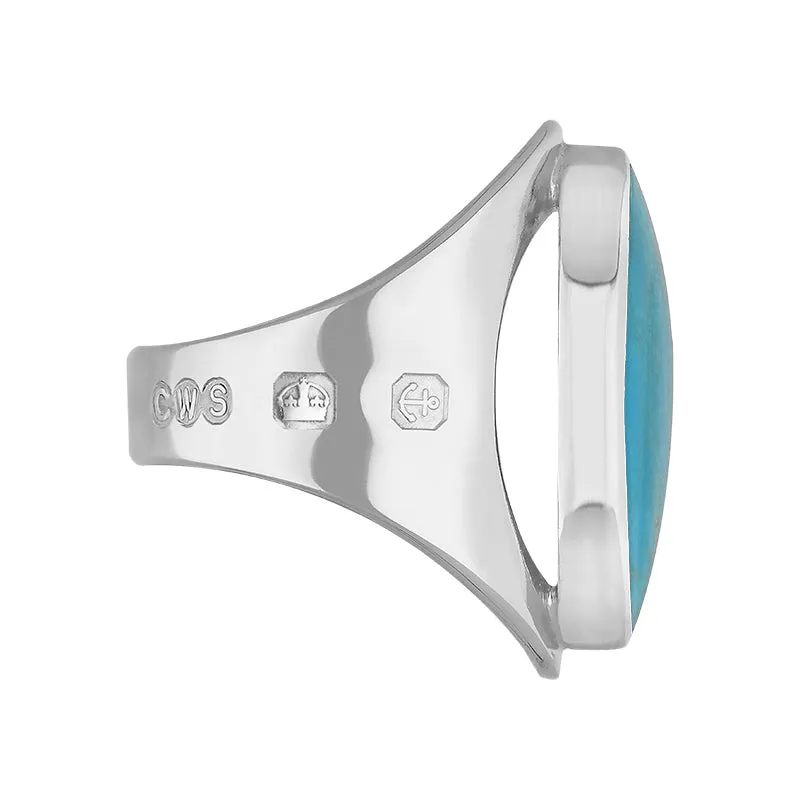 9ct White Gold Turquoise Hallmark Medium Oval Ring sold by Jura Watches product image thumbnail 3