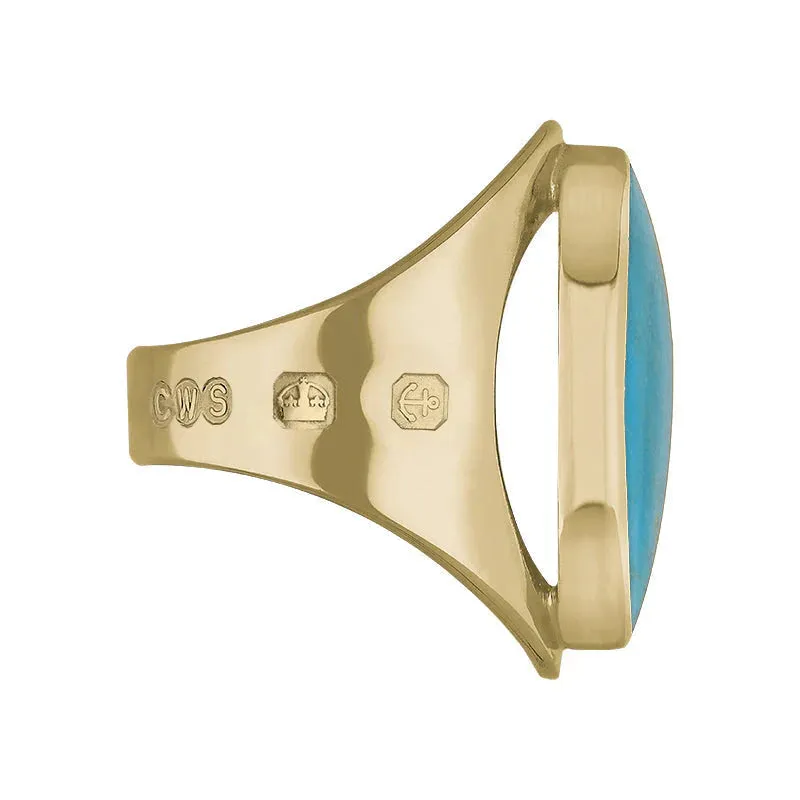 9ct Yellow Gold Turquoise Hallmark Medium Oval Ring sold by Jura Watches product image thumbnail 3