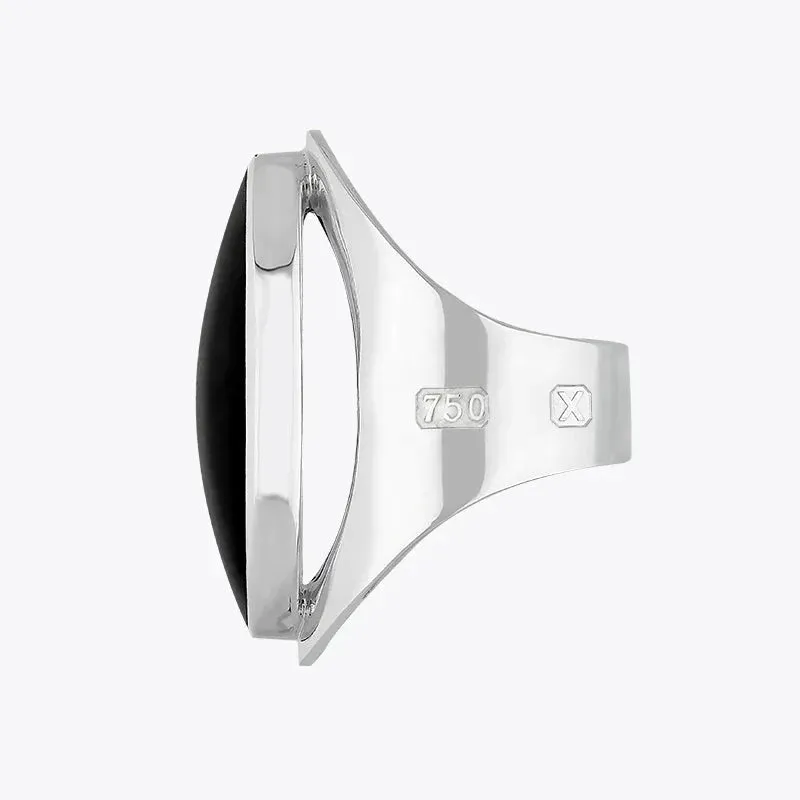 18ct White Gold Whitby Jet Hallmark Large Oval Ring sold by Jura Watches product image thumbnail 2