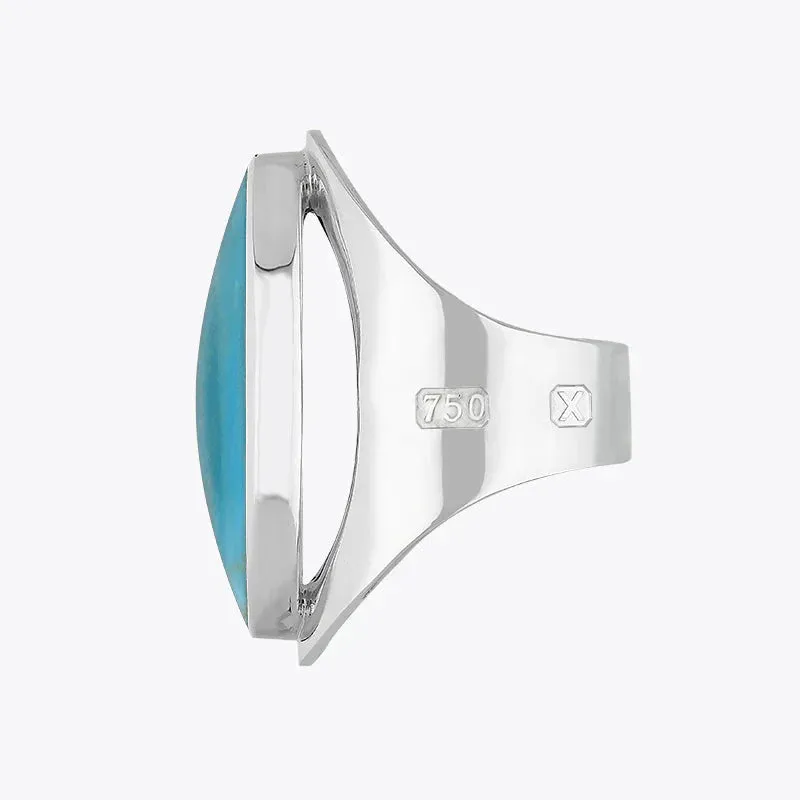 18ct White Gold Turquoise Hallmark Large Oval Ring sold by Jura Watches product image thumbnail 2