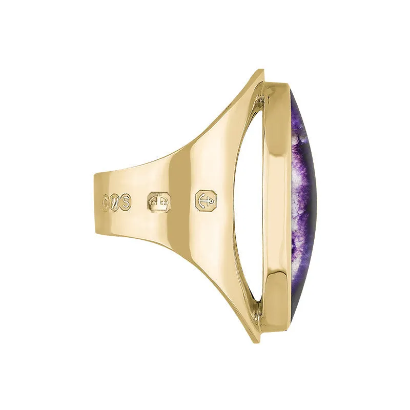 18ct Yellow Gold Blue John Hallmark Large Oval Ring sold by Jura Watches product image thumbnail 3