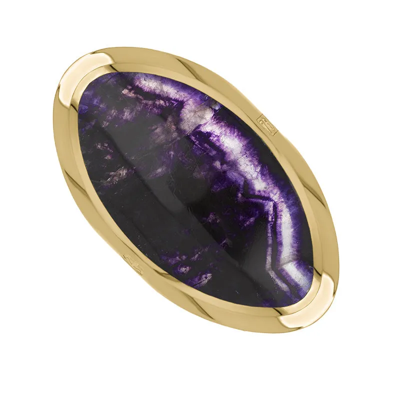 18ct Yellow Gold Blue John Hallmark Large Oval Ring sold by Jura Watches