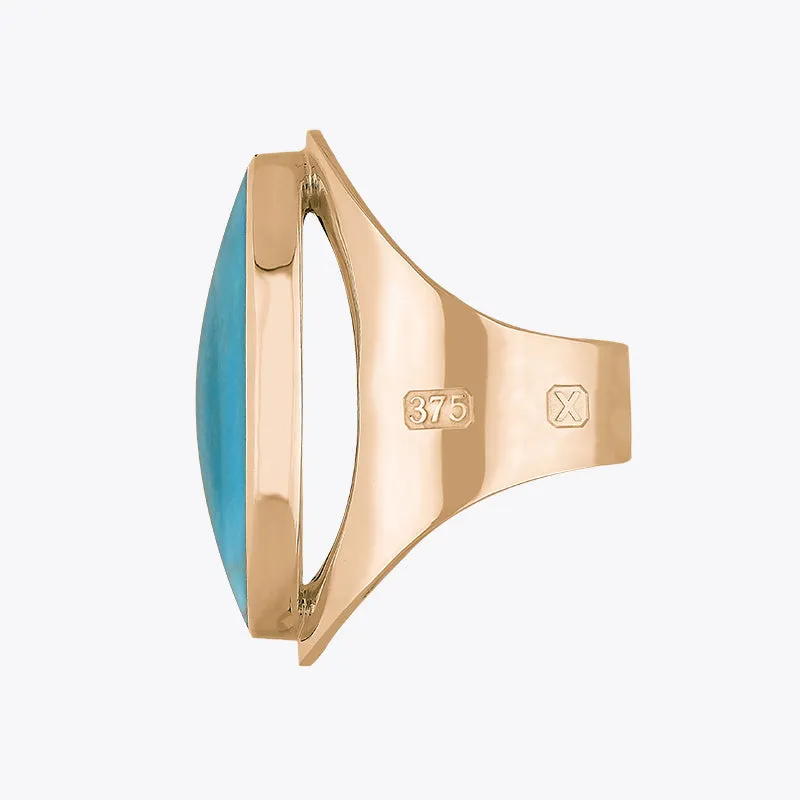 9ct Rose Gold Turquoise Hallmark Large Oval Ring sold by Jura Watches product image thumbnail 2
