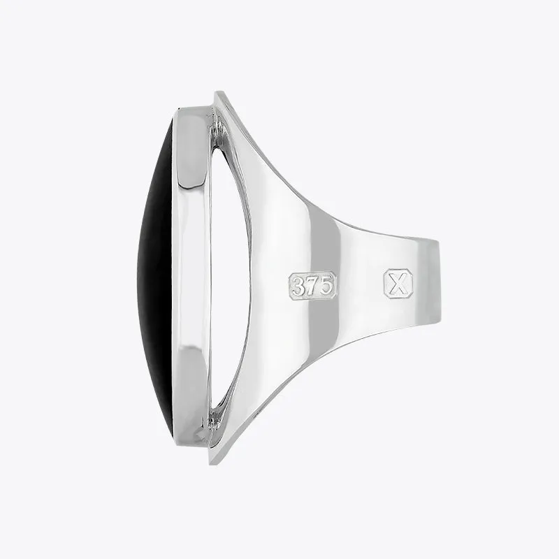 9ct White Gold Whitby Jet Hallmark Large Oval Ring sold by Jura Watches product image thumbnail 2