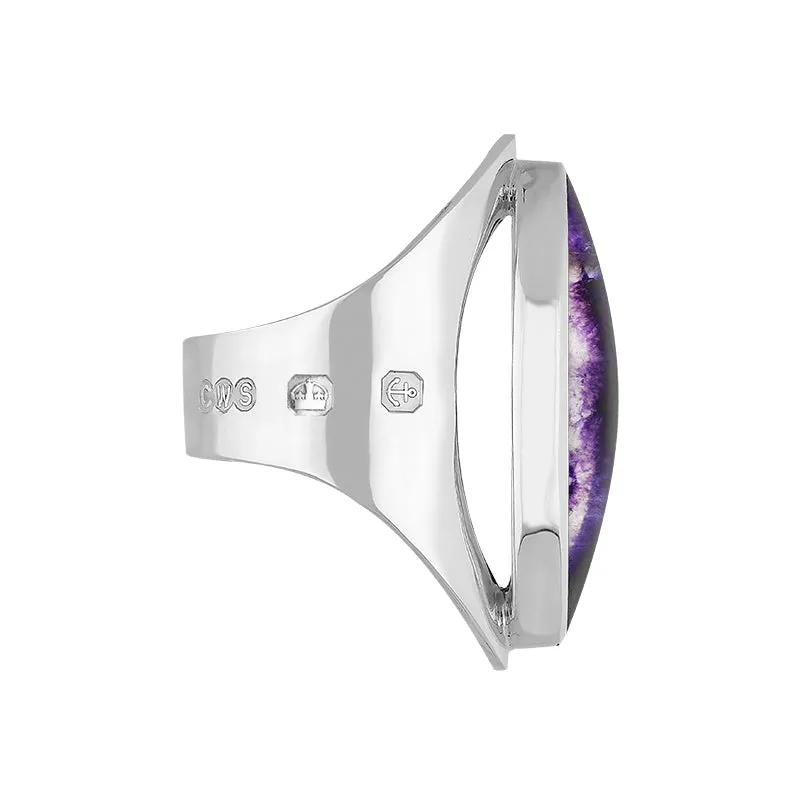 9ct White Gold Blue John Hallmark Large Oval Ring sold by Jura Watches product image thumbnail 3