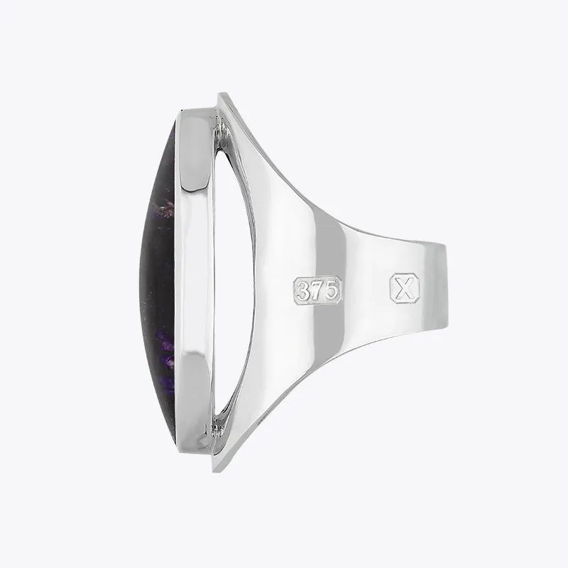 9ct White Gold Blue John Hallmark Large Oval Ring sold by Jura Watches product image thumbnail 2