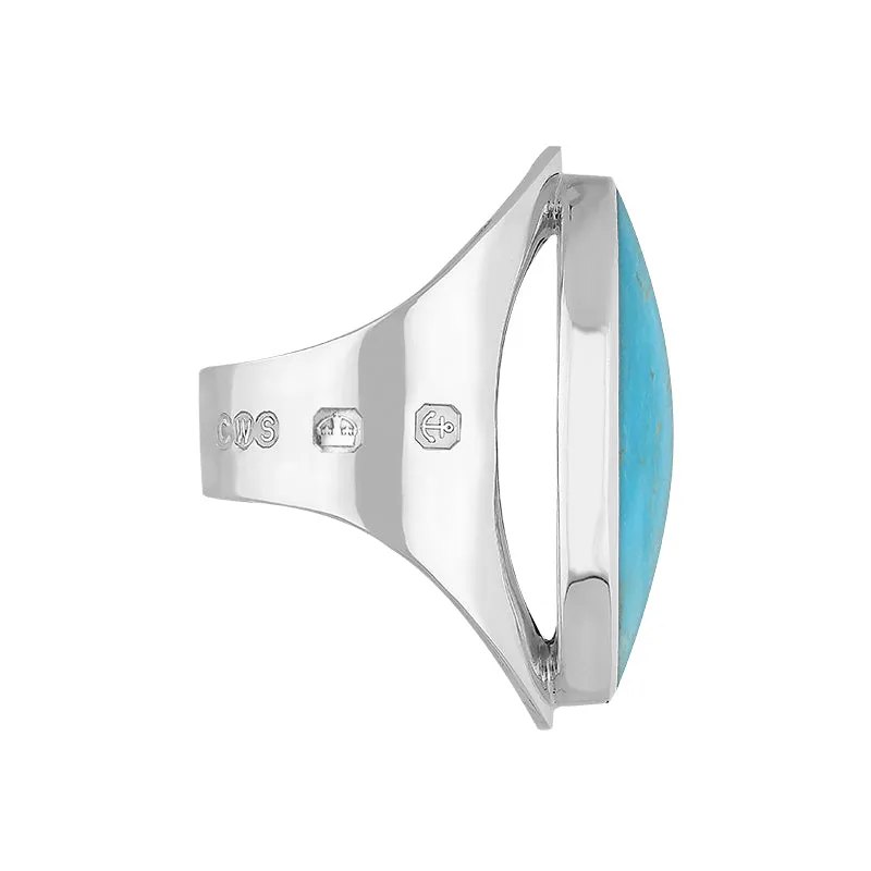 9ct White Gold Turquoise Hallmark Large Oval Ring sold by Jura Watches product image thumbnail 3