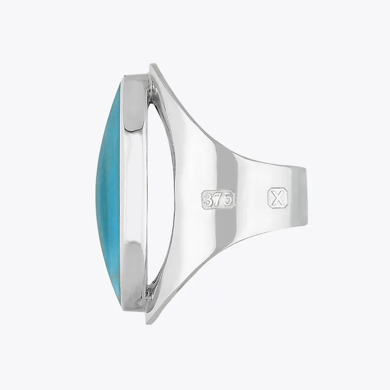 9ct White Gold Turquoise Hallmark Large Oval Ring sold by Jura Watches product image thumbnail 2