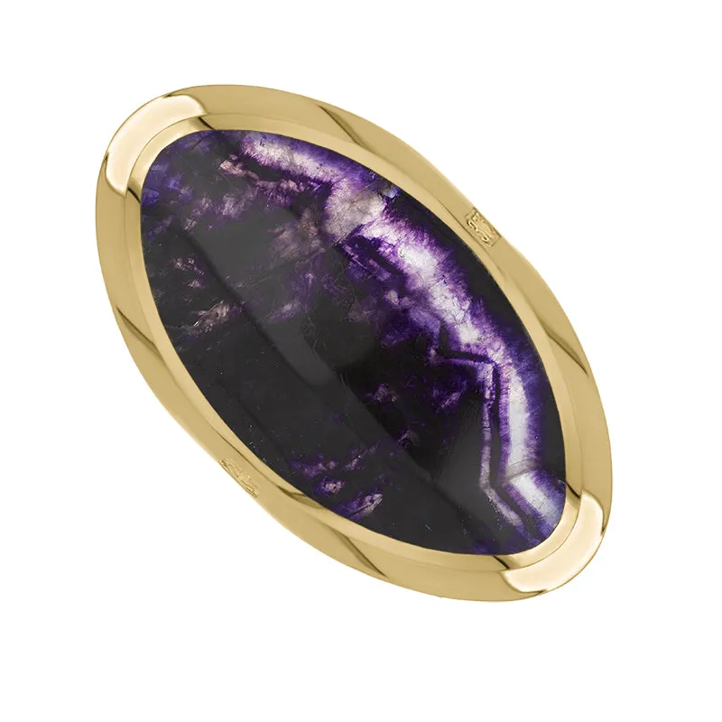9ct Yellow Gold Blue John Hallmark Large Oval Ring sold by Jura Watches
