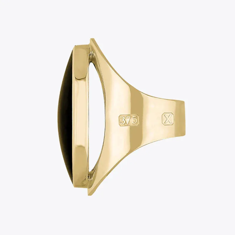 9ct Yellow Gold Whitby Jet Hallmark Large Oval Ring sold by Jura Watches product image thumbnail 2