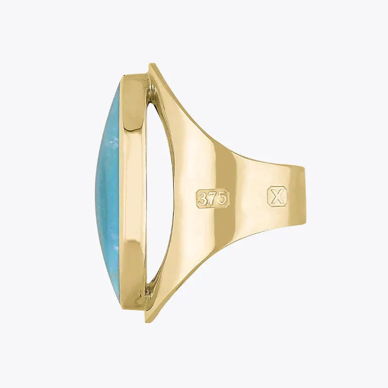 9ct Yellow Gold Turquoise Hallmark Large Oval Ring sold by Jura Watches product image thumbnail 2