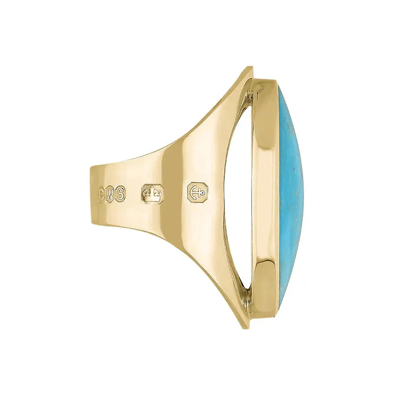 9ct Yellow Gold Turquoise Hallmark Large Oval Ring sold by Jura Watches product image thumbnail 3