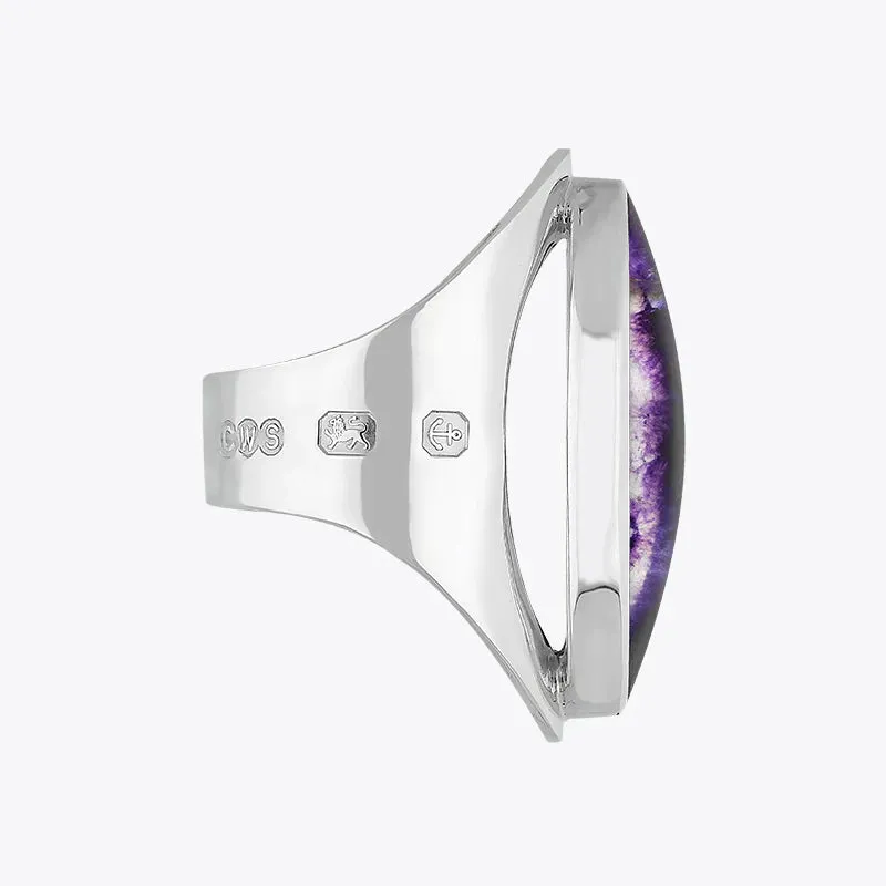 Sterling Silver Blue John Hallmark Large Oval Ring sold by Jura Watches product image thumbnail 3