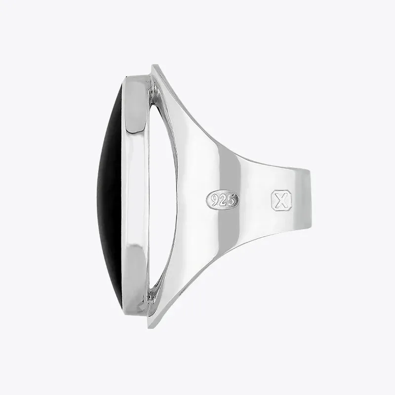 Sterling Silver Whitby Jet Hallmark Large Oval Ring sold by Jura Watches product image thumbnail 2